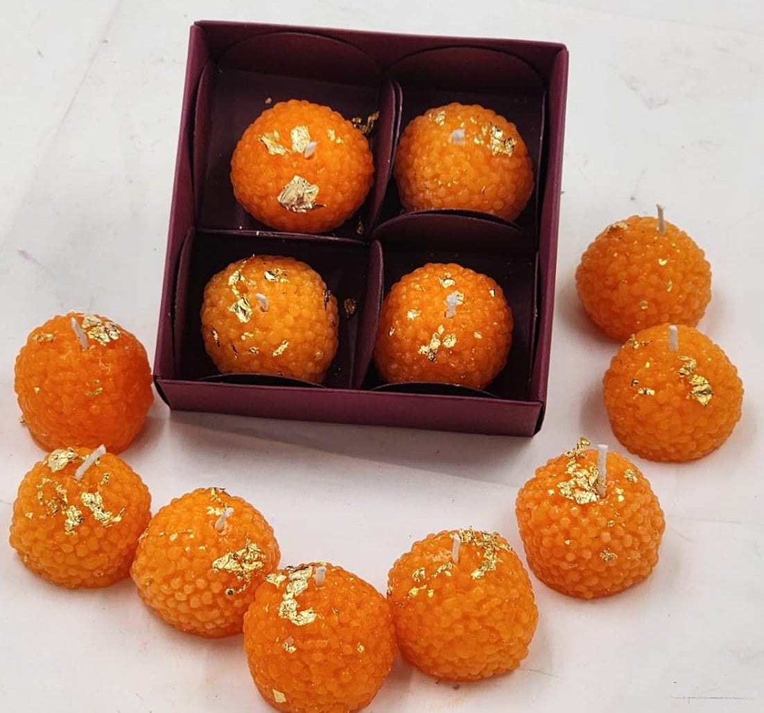 Moti Chur Laddu With Scented Candle 4pic